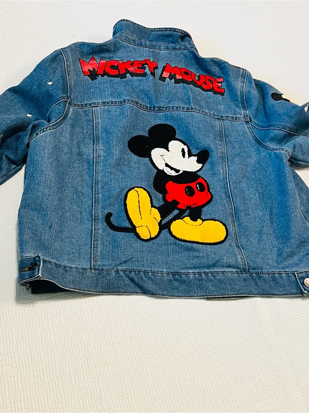 Disney Denim Jacket with Mickey Mouse Patch - Blue, Red, Yellow